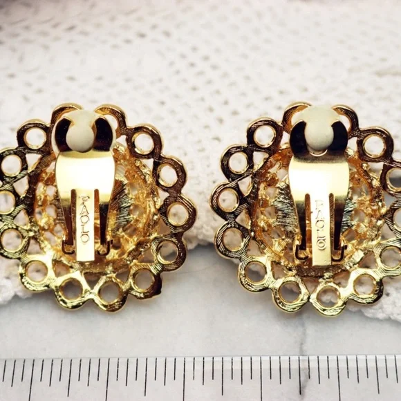⚜️ Vintage PAOLO GUCCI Pearl & Gold Earrings